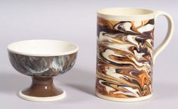 Mochaware Pottery Mug and Footed Bowl
